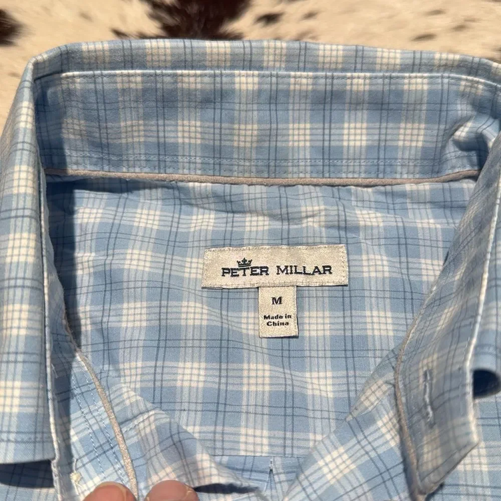 Peter Millar‎ Blue Plaid Shirt Size M - Picture 4 of 6